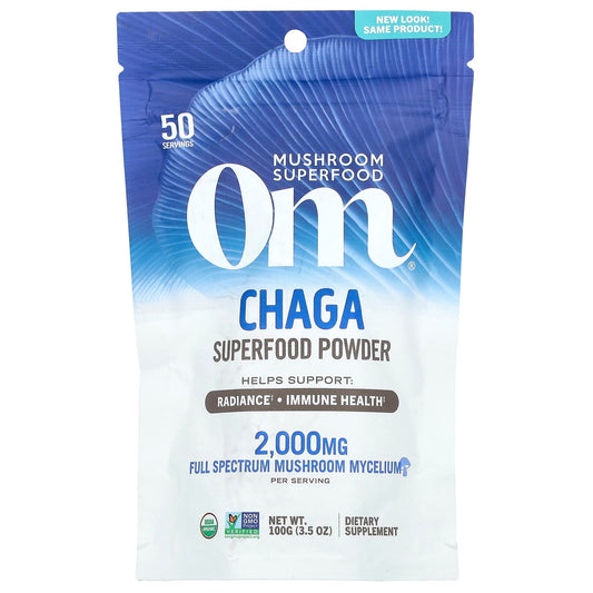 Om Mushrooms
Superfood Powder, Chaga, 3.5 oz (100 g)