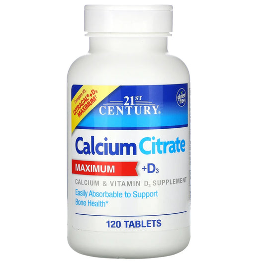 21st Century
Calcium Citrate Maximum + D3, 120 Tablets