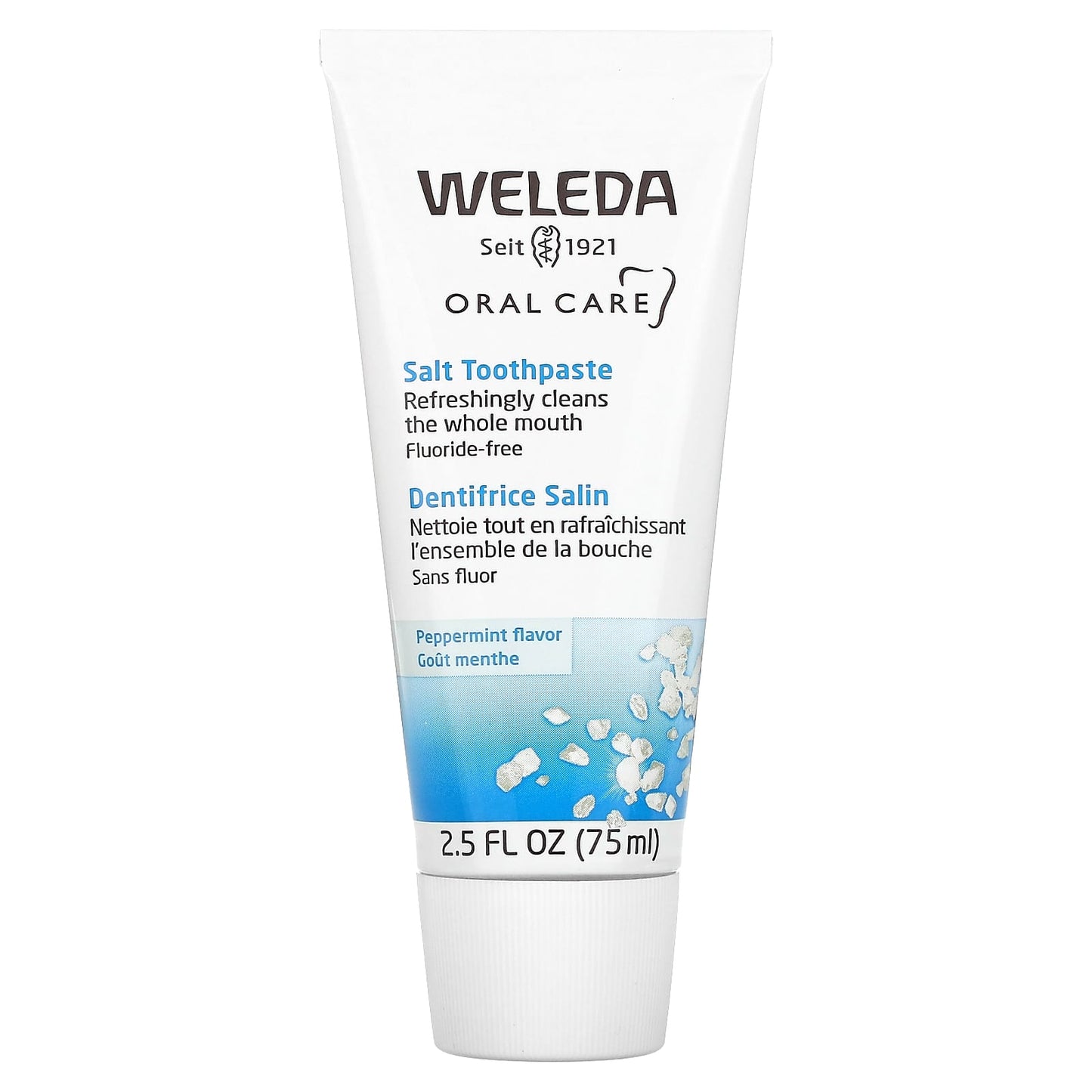 Weleda
Oral Care, Salt Toothpaste, Fluoride Free, Peppermint, 2.5 fl oz (75 ml)