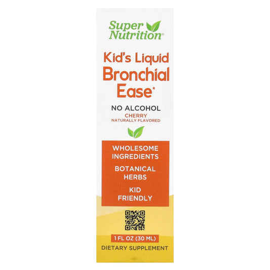 Super Nutrition
Kid's Liquid Bronchial Ease, No Alcohol, Cherry, 1 fl oz (30 ml)