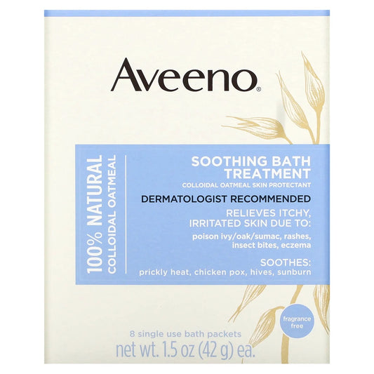 Aveeno
Soothing Bath Treatment, Fragrance Free, 8 Single Use Bath Packets ,1.5 oz (42 g) Each.