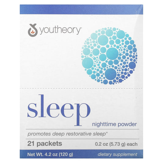 Youtheory
Sleep, Nighttime Powder, 21 Packets, 0.2 oz (5.73 g) Each