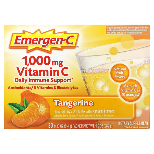 Emergen-C
Vitamin C, Tangerine, 1,000 mg, 30 Packets, 0.33 oz (9.4 g) Each