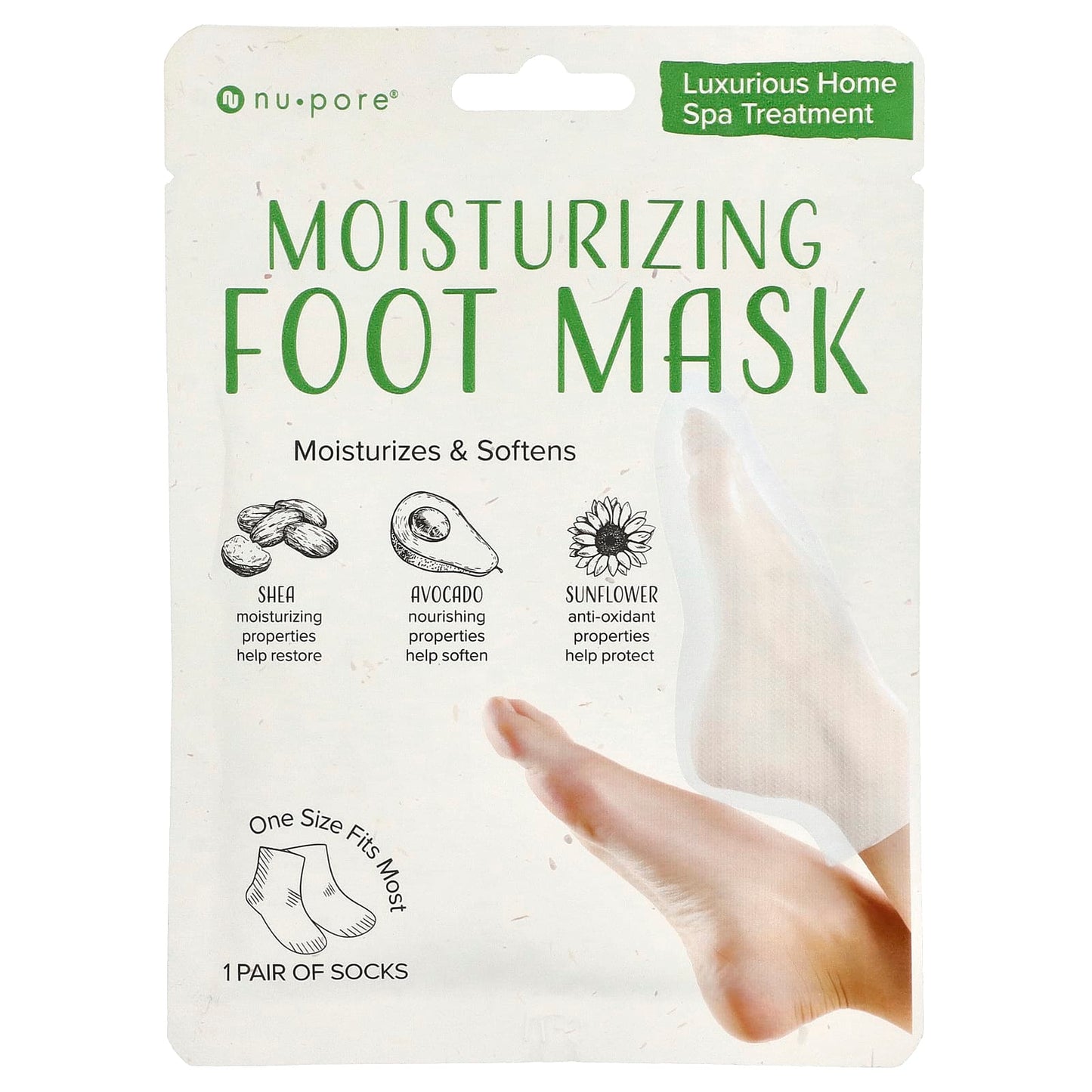 Nu-Pore
Moisturizing Foot Mask, One Size Fits Most, 1 Pair