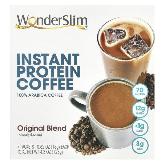 WonderSlim
Instant Protein Coffee, Original Blend, 7 Packets, (18 g) Each