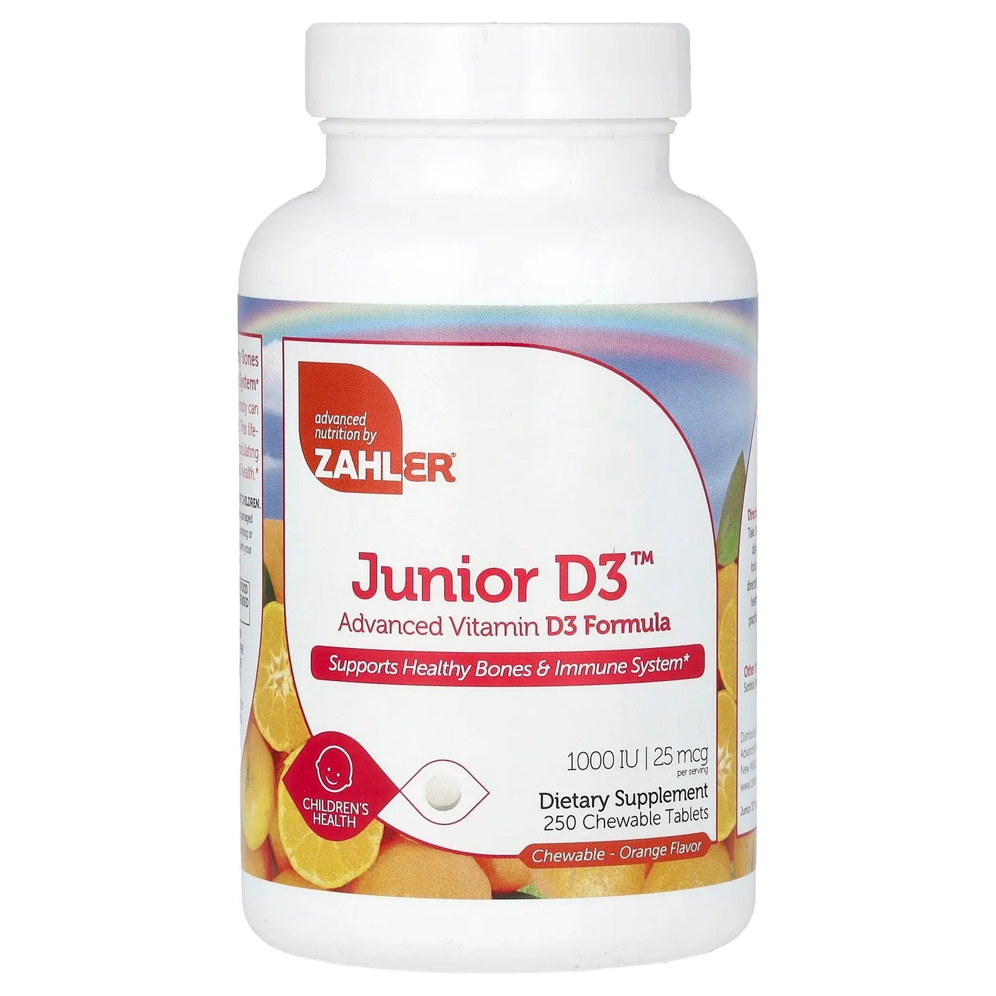 Zahler
Junior D3, Advanced Vitamin D3 Formula, Orange, 25 mcg (1,000 IU), 250 Chewable Tablets