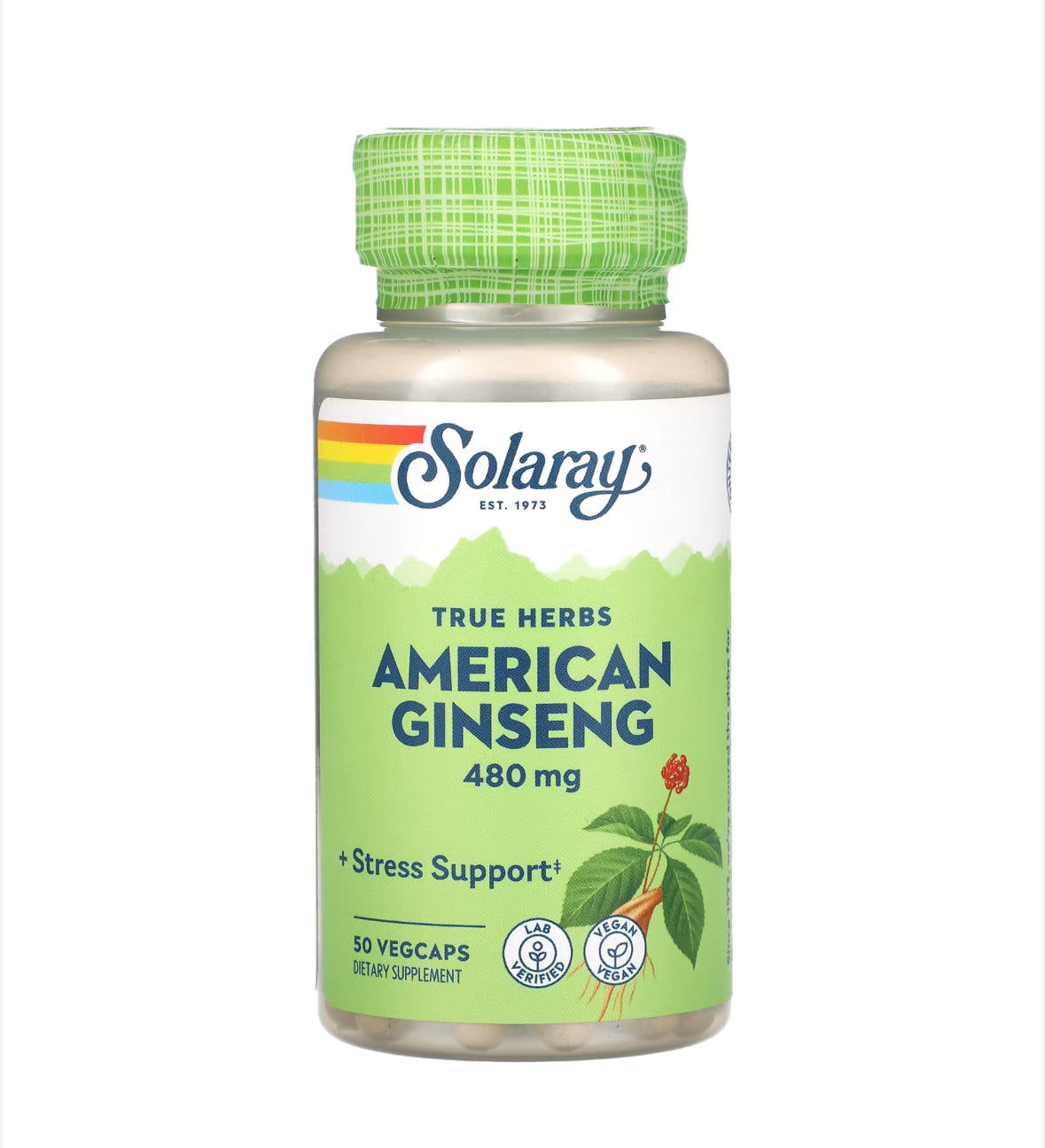 SOLARAY TRUE HERBS AMERICAN GINSENG 480MG