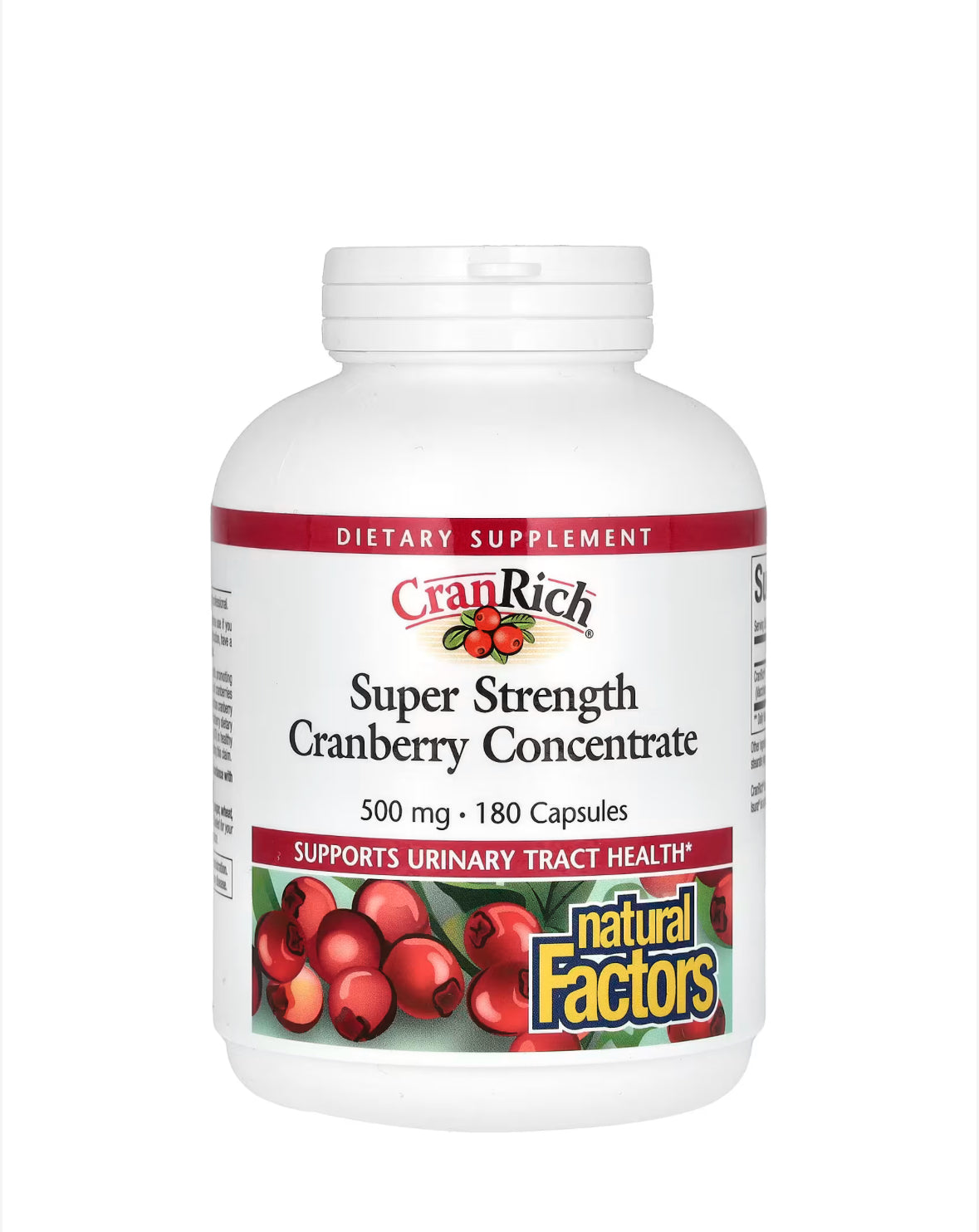 NATURAL FACTORS CRANRICH, SUPER STRENGTH CRANBERRY CONCENTRATE 500MG, 180 CAPSULES