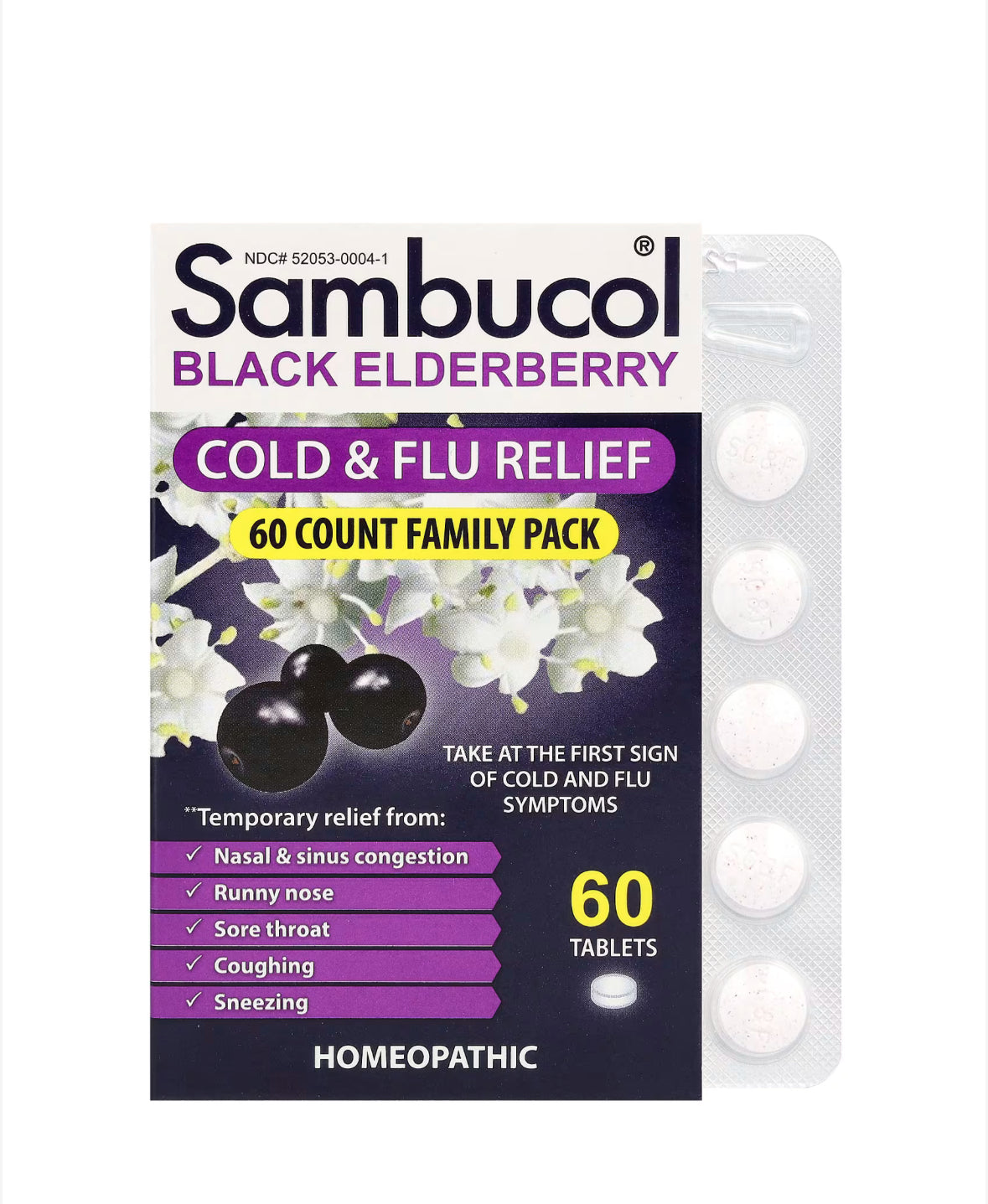 SAMBUCOL BLACK ELDERBERRY COLD & FLU RELIEF, 60 TABLETS