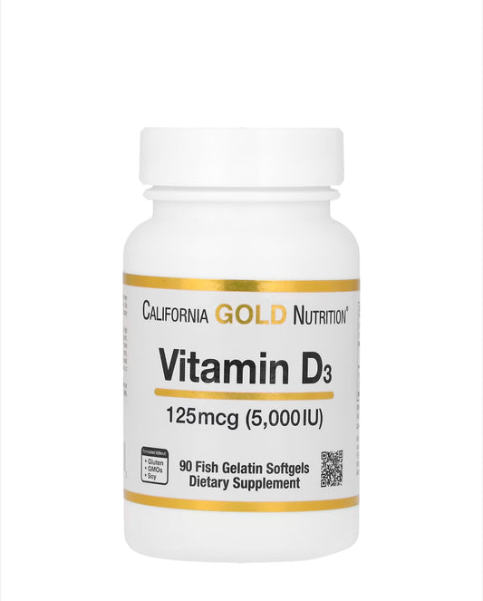 CALIFORNIA GOLD NUTRITION VITAMIN D3, 125MCG, 90 SOFTGELS