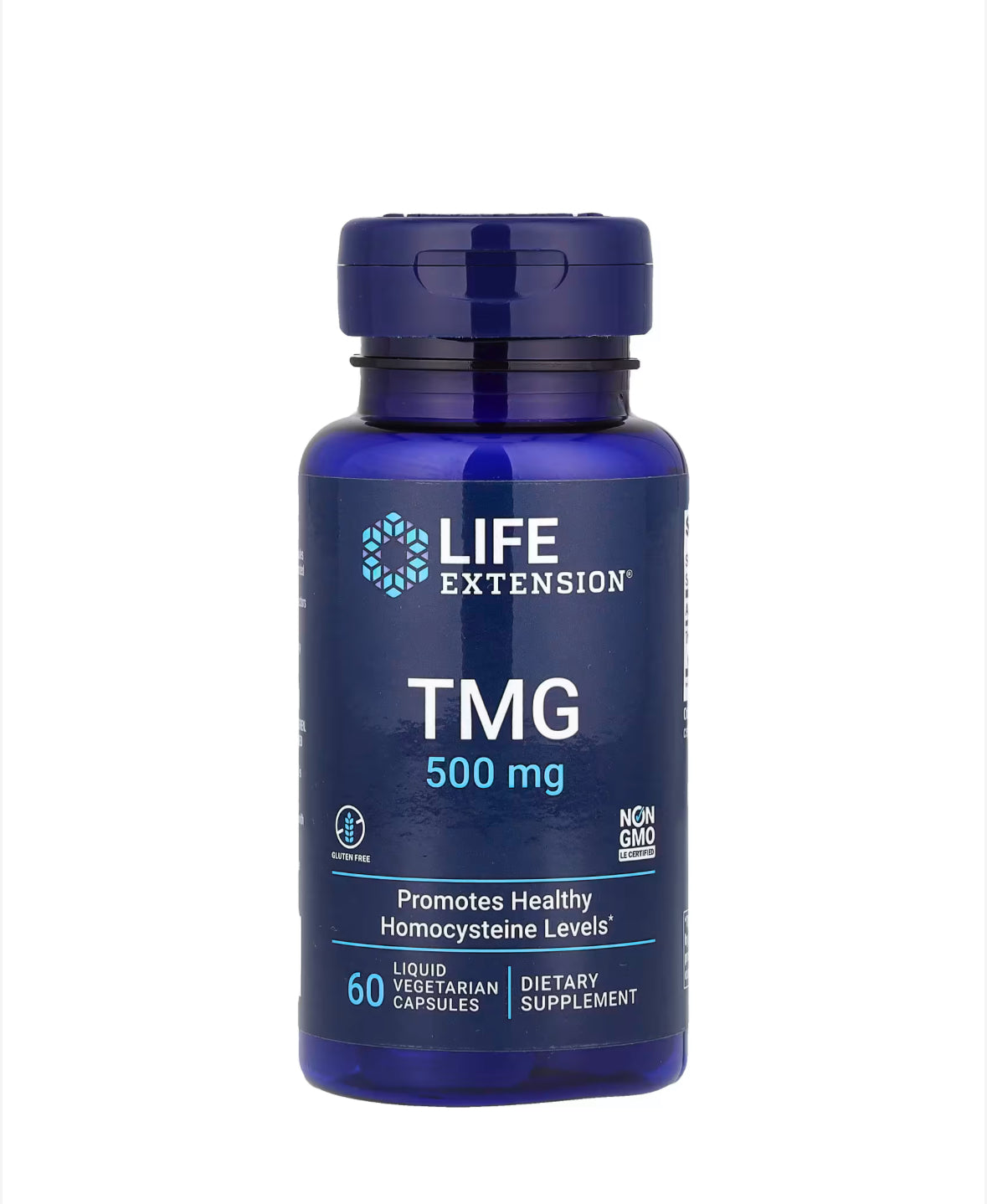 LIFE EXTENSION TMG 500MG, 60 LIQUID VEGETARIAN CAPSULES