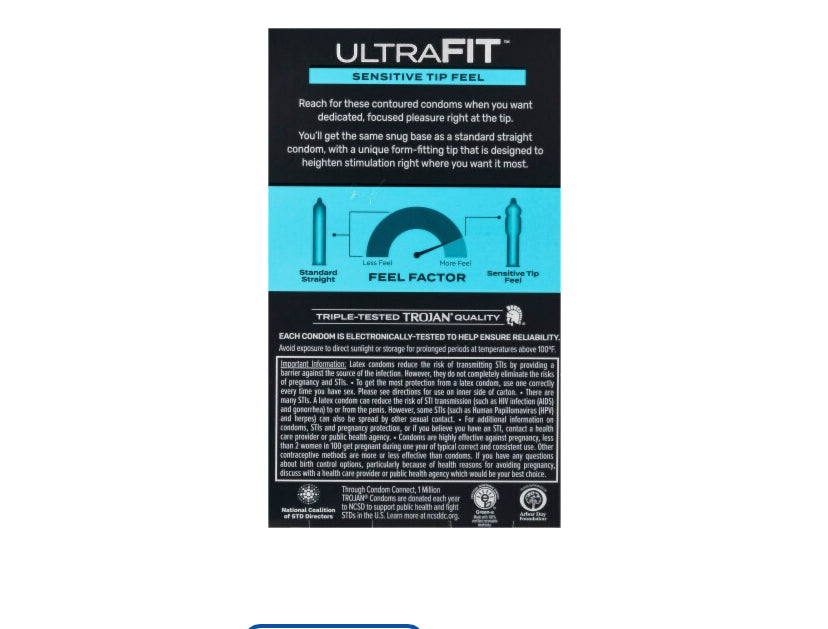 TROJAN ULTRA FIT SENSITIVE TIP FEEL LUBRICATED LATEX CONDOMS