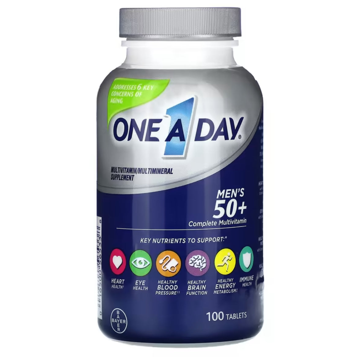 ONE A DAY MEN’S 50+ COMPLETE MULTIVITAMIN, 100 TABLETS