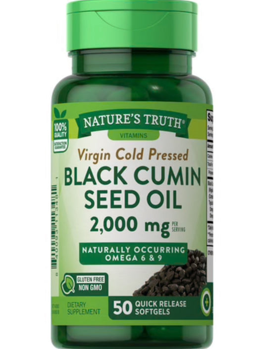 NATURE’S TRUTH VIRGIN COLD PRESSED BLACK CUMIN SEED OIL 2,000MG, 50 SOFTGELS