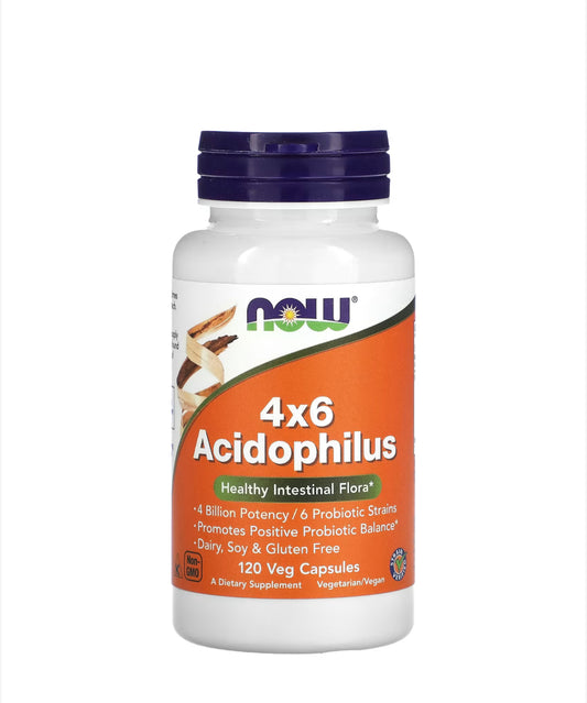 NOW 4X6 ACIDOPHILUS, 120 VEG CAPSULES