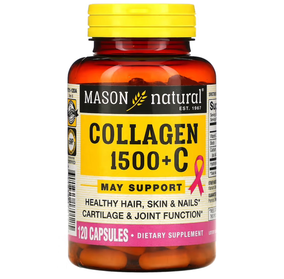 MASON NATURAL COLLAGEN 1500 + C, 120 CAPSULES