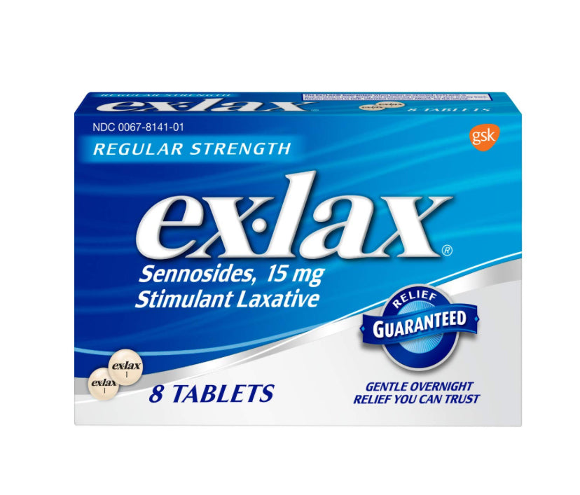 EX-LAX REGULAR STRENGTH, 8 TABLETS