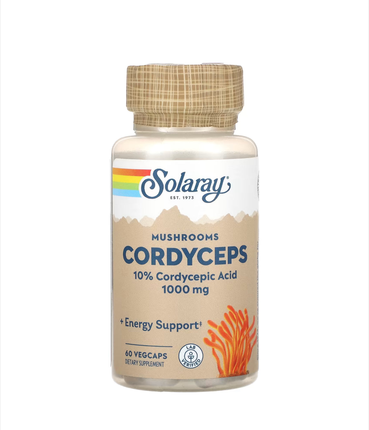 SOLARAY MUSHROOMS CORDYCEPS, 1000MG, 60 VEGCAPS