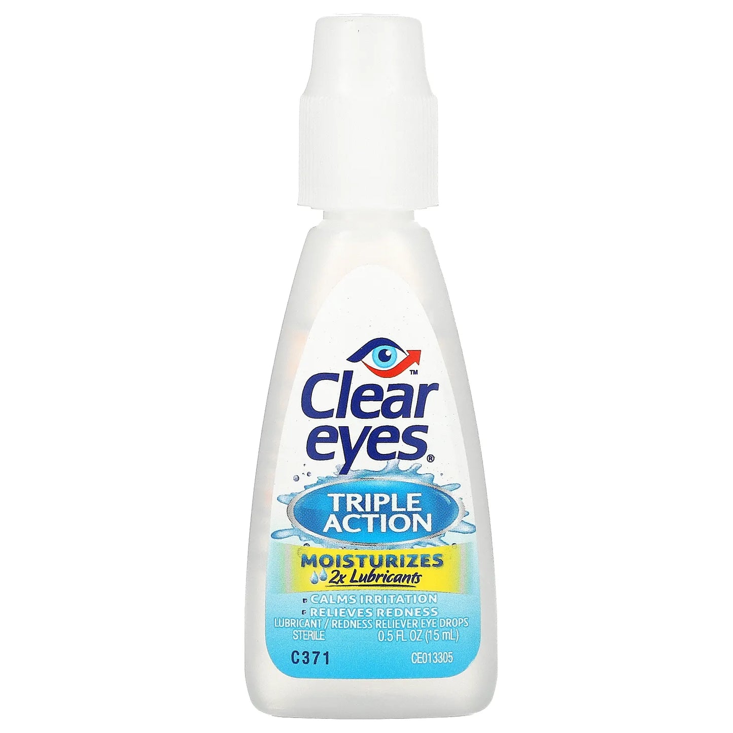 Clear Eyes
Triple Action, Lubricant/Redness Reliever Eye Drops, 0.5 fl oz (15 ml)