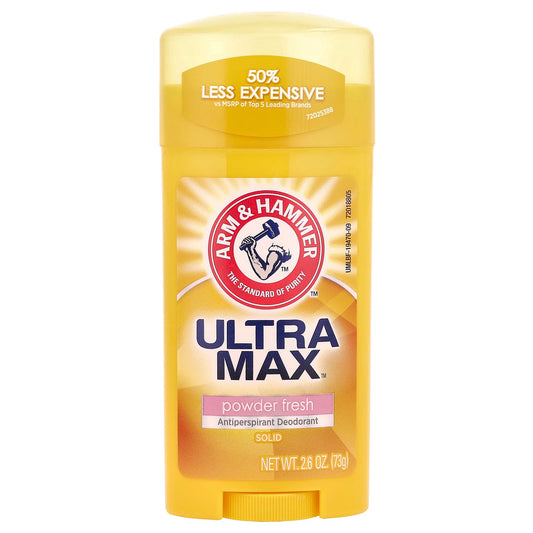 Arm & Hammer
UltraMax™, Antiperspirant Deodorant, Solid, Powder Fresh, 2.6 oz (73 g)