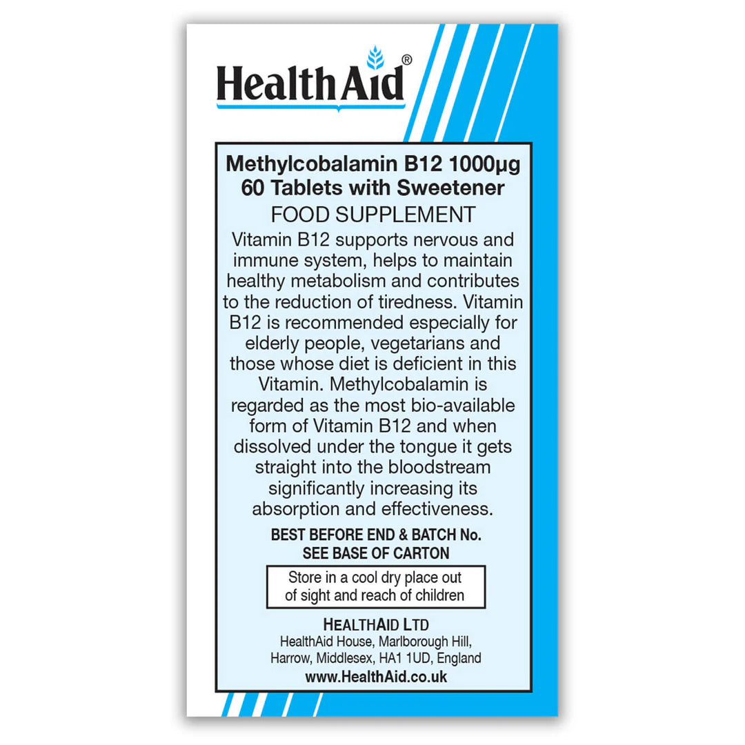 HEALTHAID METCOBIN METHYLCOBALAMIN B12