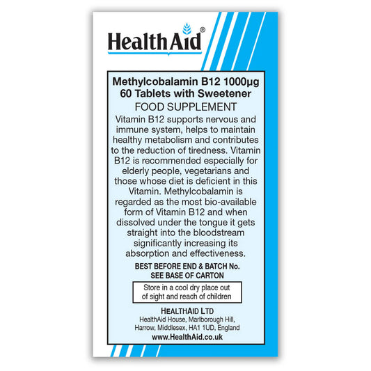 HEALTHAID METCOBIN METHYLCOBALAMIN B12