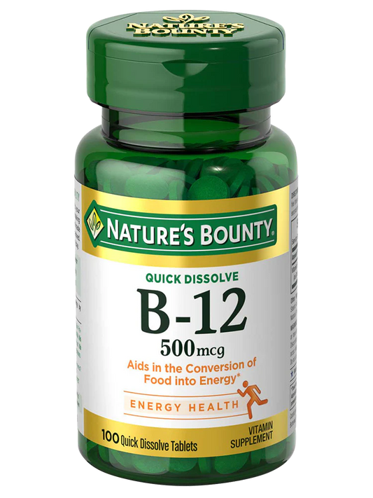 NATURE’S BOUNTY B-12 500MCG, 100 TABLETS