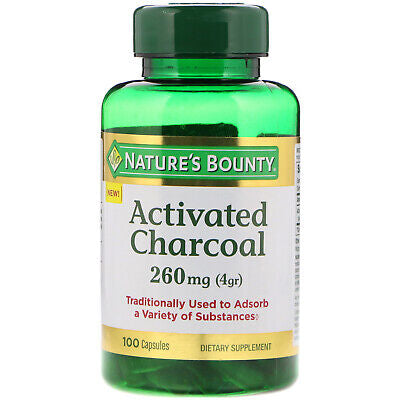 NATURE’S BOUNTY ACTIVATED CHARCOAL 260MG, 100 CAPSULES