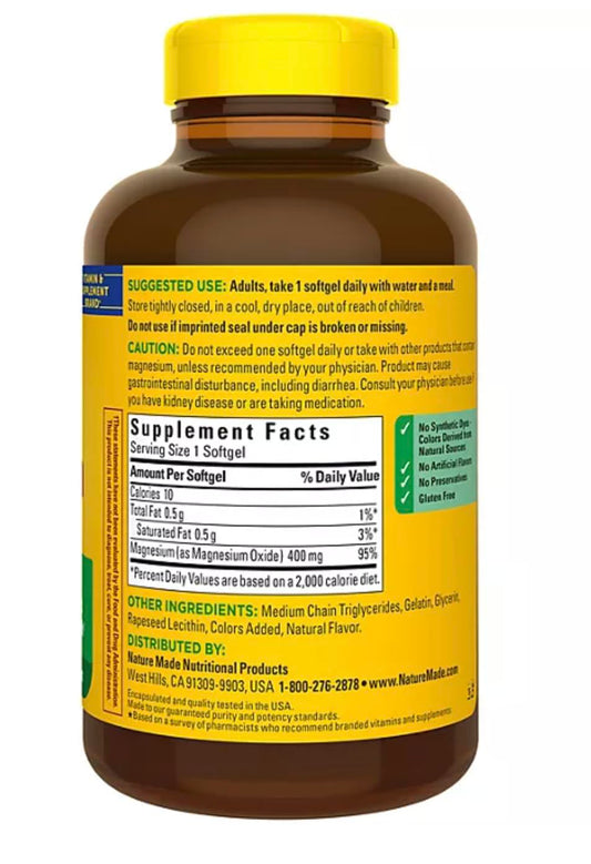 NATURE MADE EXTRA STRENGTH MAGNESIUM 400MG, 150 SOFTGELS