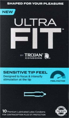 TROJAN ULTRA FIT SENSITIVE TIP FEEL LUBRICATED LATEX CONDOMS