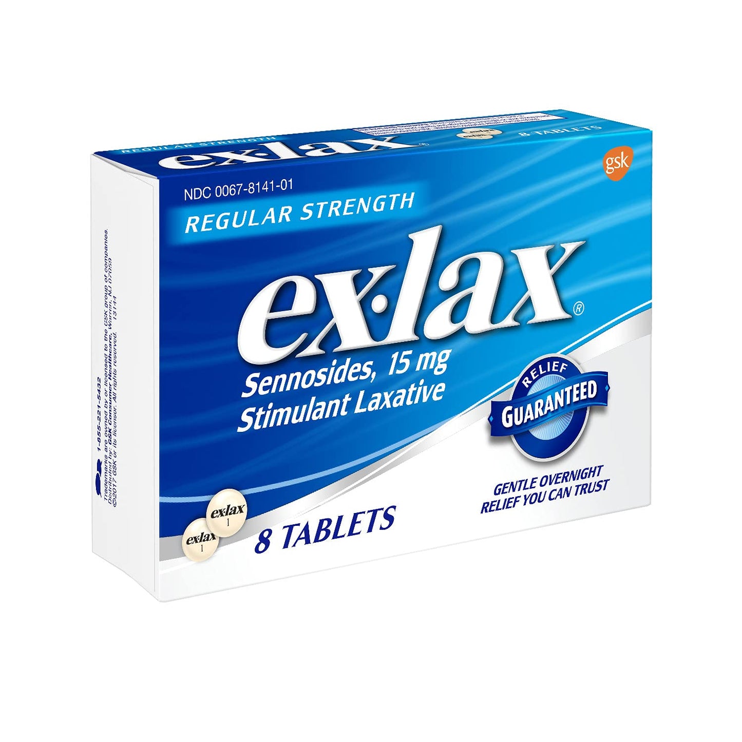 EX-LAX REGULAR STRENGTH, 8 TABLETS