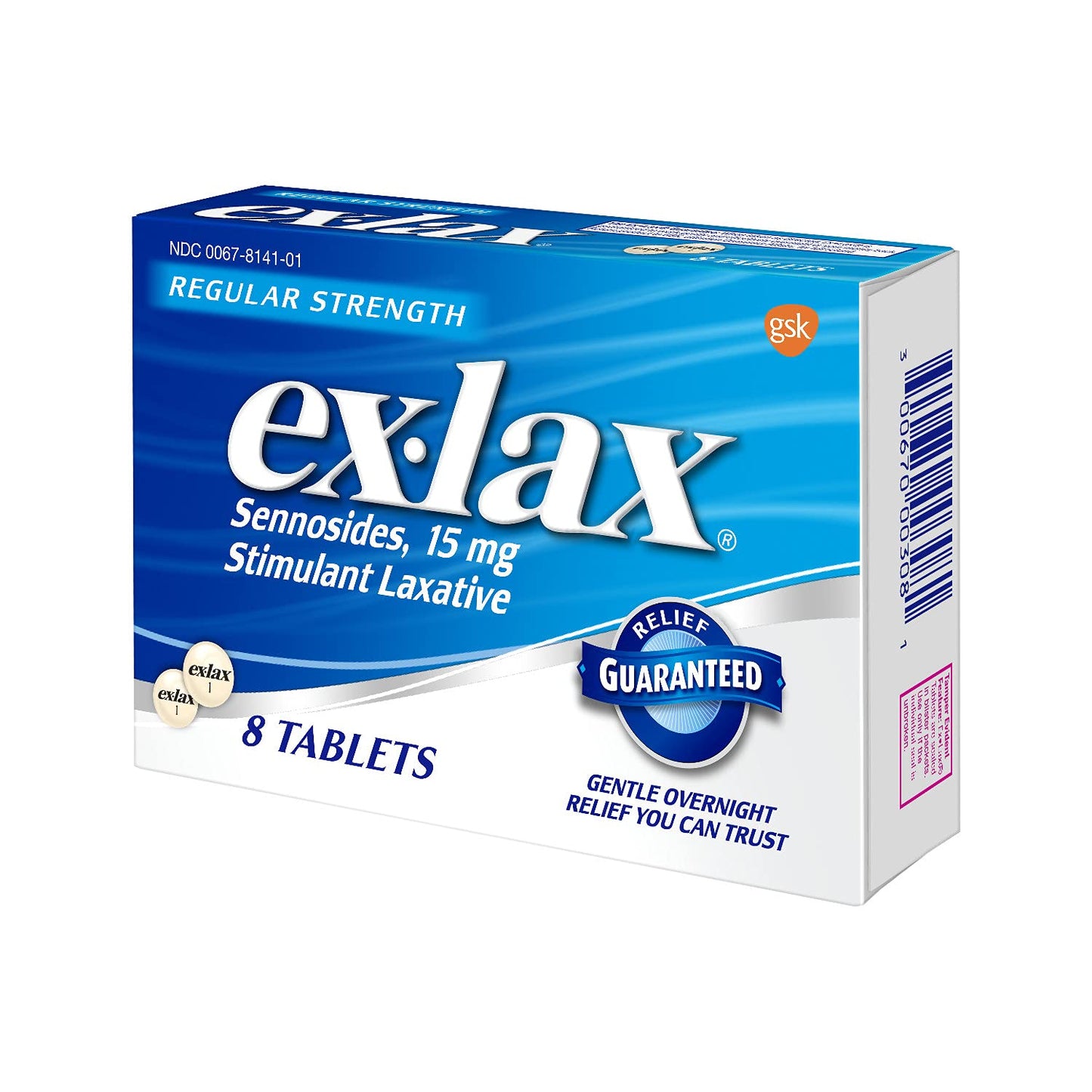 EX-LAX REGULAR STRENGTH, 8 TABLETS