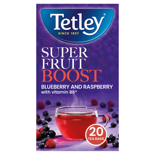 TETLEY SUPER FRUIT BOOST WITH VITAMIN B6, 20 TEA BAGS