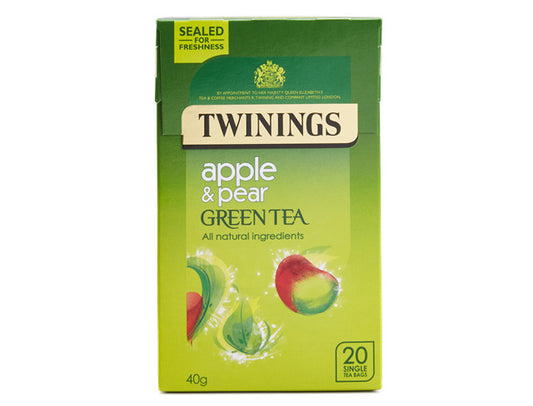 TWININGS APPLE & PEAR, GREEN TEA, 20 TEA BAGS