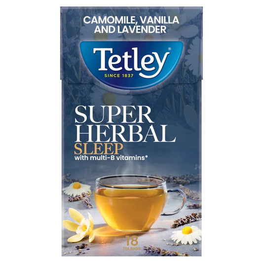 TETLEY SUPER HERBAL SLEEP WITH MULTI-B VITAMINS, 18 TEA BAGS