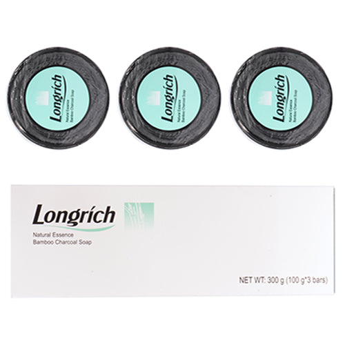 LONGRICH BAMBOO CHARCOAL SOAP, 3 BARS