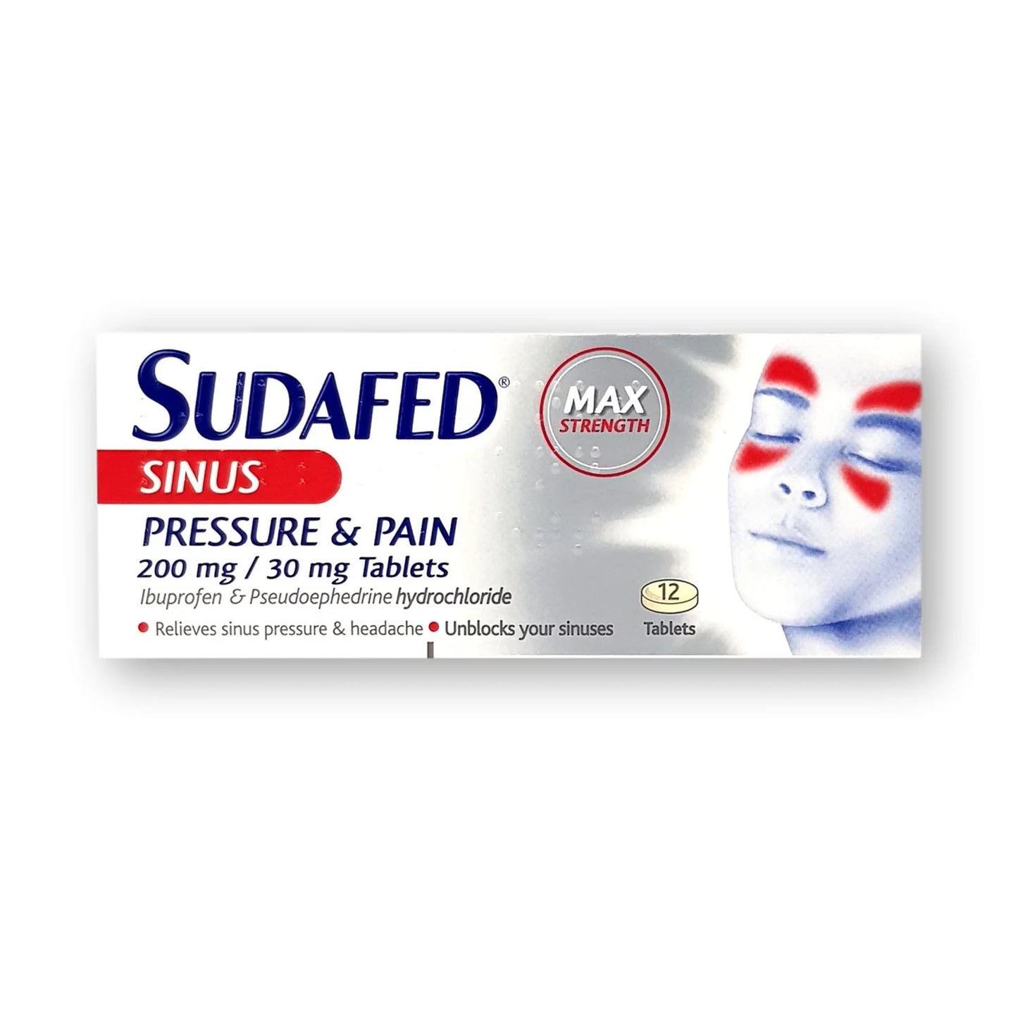 SUDAFED SINUS PRESSURE & PAIN, 12 TABLETS