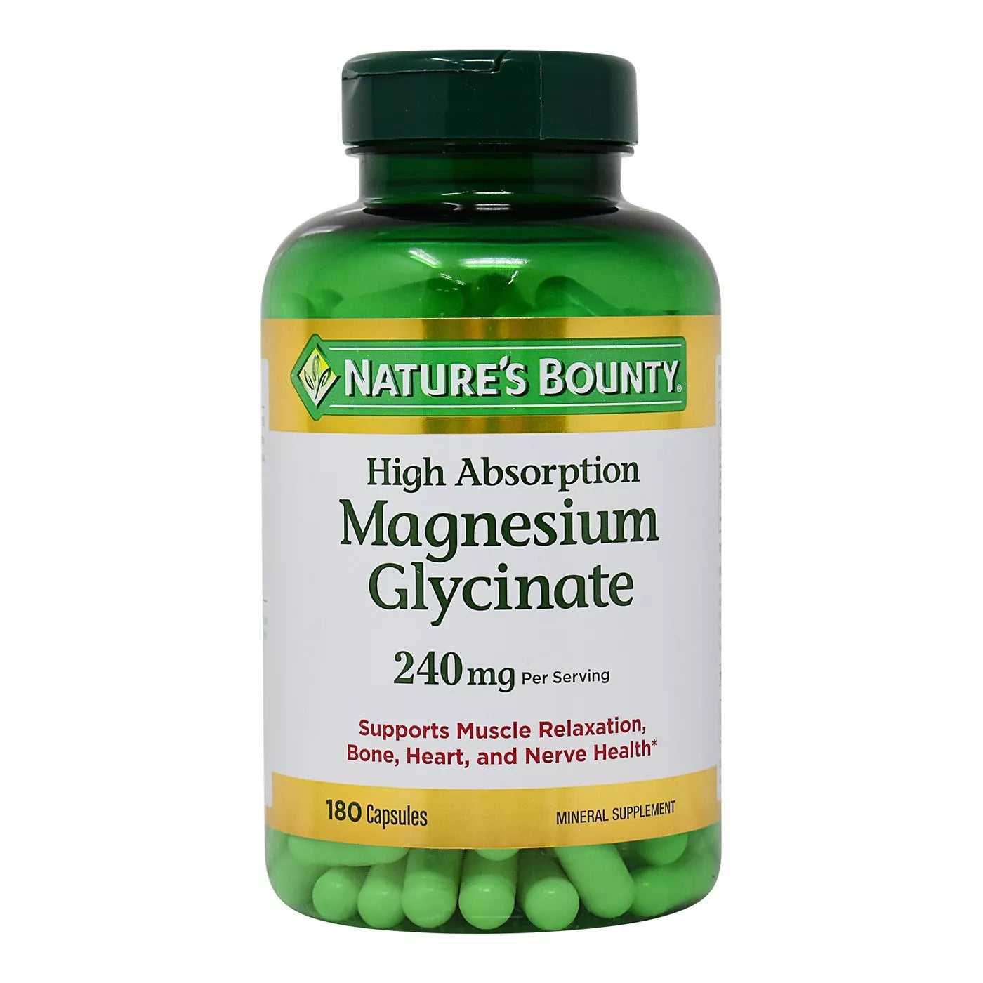 NATURE’S BOUNTY MAGNESIUM GLYCINATE 240MG, 180 CAPSULES