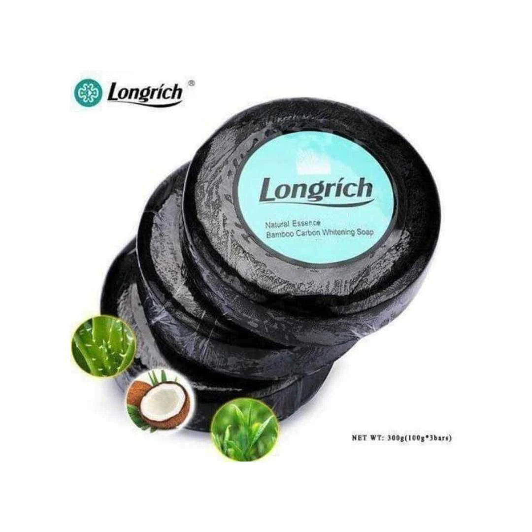 LONGRICH BAMBOO CHARCOAL SOAP, 3 BARS