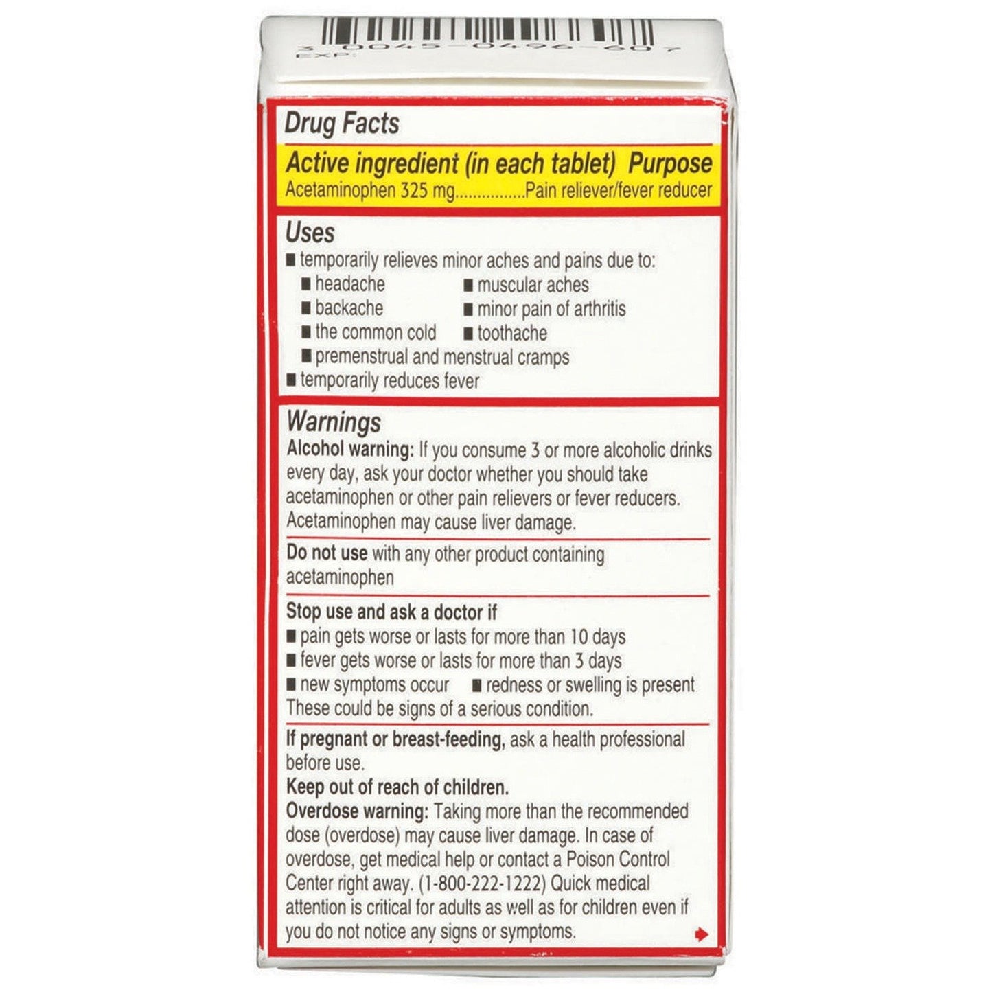 TYLENOL REGULAR STRENGTH 325MG, 100 CAPLETS