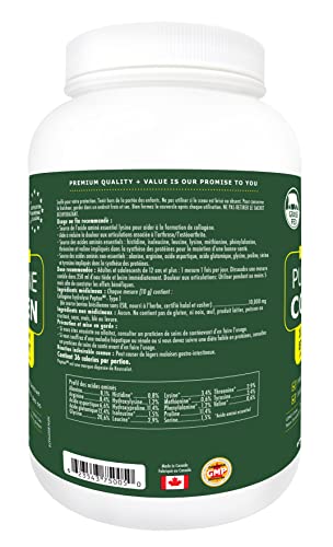 🇨🇦 825gm (29oz) Hydrolyzed Bovine Collagen Peptides Protein featuring 10,000 mg of Peptan, Better Absorption, Grass Fed, Extra Strength. For Skin, Nails, Bones and Joints, Non GMO, Unflavoured