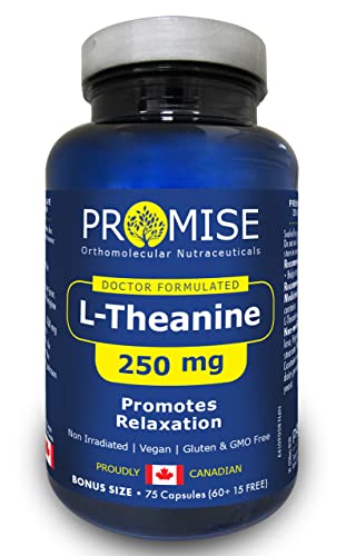 🇨🇦 75vcaps L-Theanine, 250mg, Extra Strength. Promotes Relaxation, Nervous System, Calmness, Made In Canada