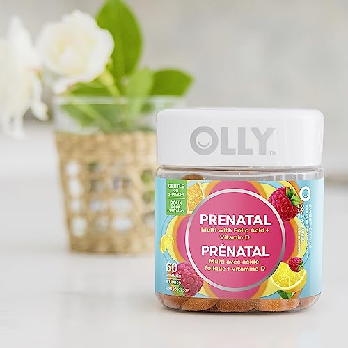 OLLY Prenatal Gummy Supplement with no artificial flavours and colours Sweet Citrus multivitamin to help support mommy and baby 30 day supply 60 gummies