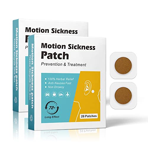 Motion Sickness Patches, 40 Counts Anti Nausea Sea Sickness Patch, Relieve Nausea, Dizziness Resulted from Travel of Cars, Ships, Airplanes (40)