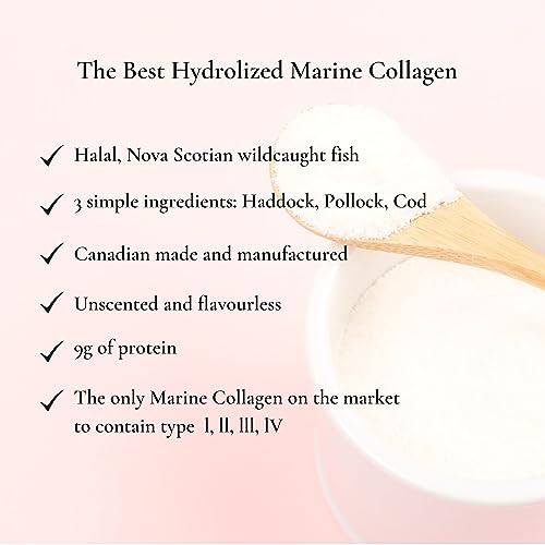 Calisla - Marine Collagen Powder - Hydrolyzed Marine Collagen Peptide Powder With Type I, II, III, IV - Unflavored Collagen Marine Powder With 9g of Protein - Nova Scotian Wild Caught Fish