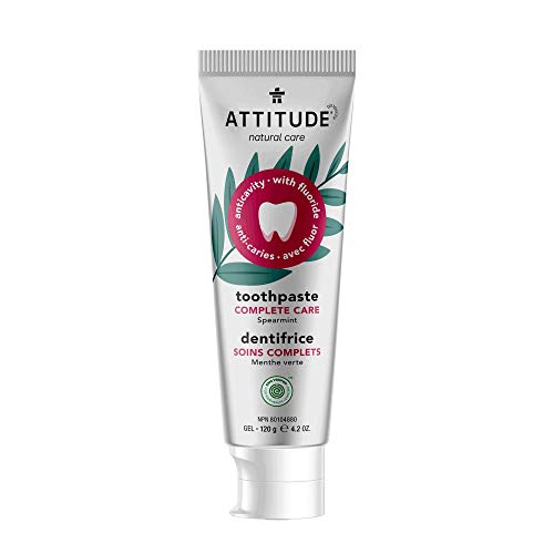 ATTITUDE Natural Toothpaste with Fluoride, Complete Care, Vegan and Cruelty-Free, Spearmint, 120 grams