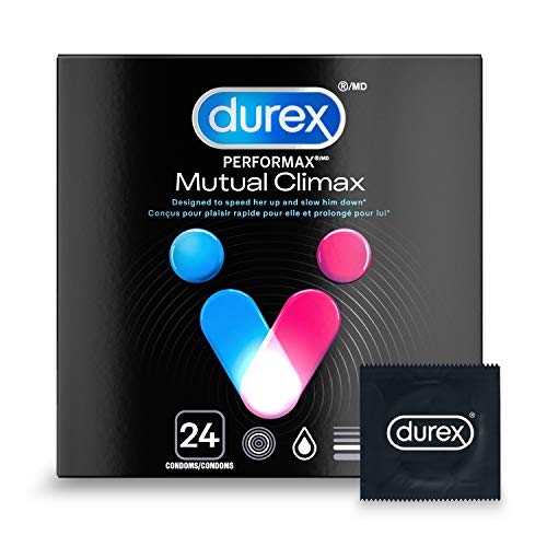 Durex Quality Condoms, Mutual Climax, Ribbed and Dotted with Delay Lubricant, 24 Count