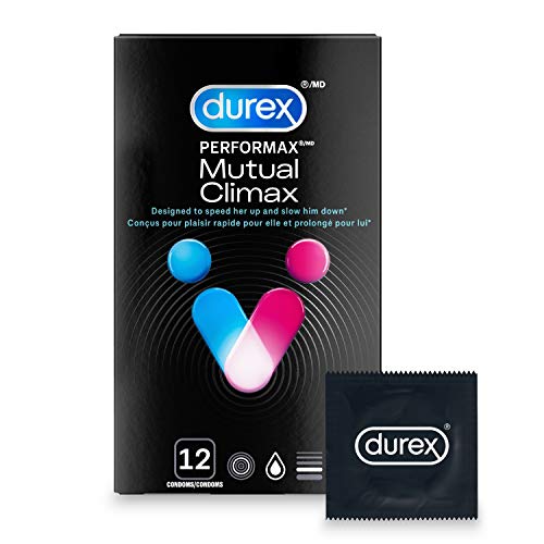 Durex Mutal Climax, Ribbed & Dotted Condoms with Delay Gel, 12 Count