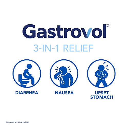 Gastrovol 3-in-1 Relief Liquid Gels, For Diarrhea, Nausea, and Upset Stomach, Dye Free & Taste Free, 16 Capsules