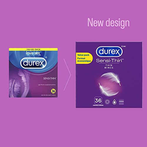 Durex Sensi-Thin, Condoms, Lubricated, Super Thin, Value Pack, 36 count